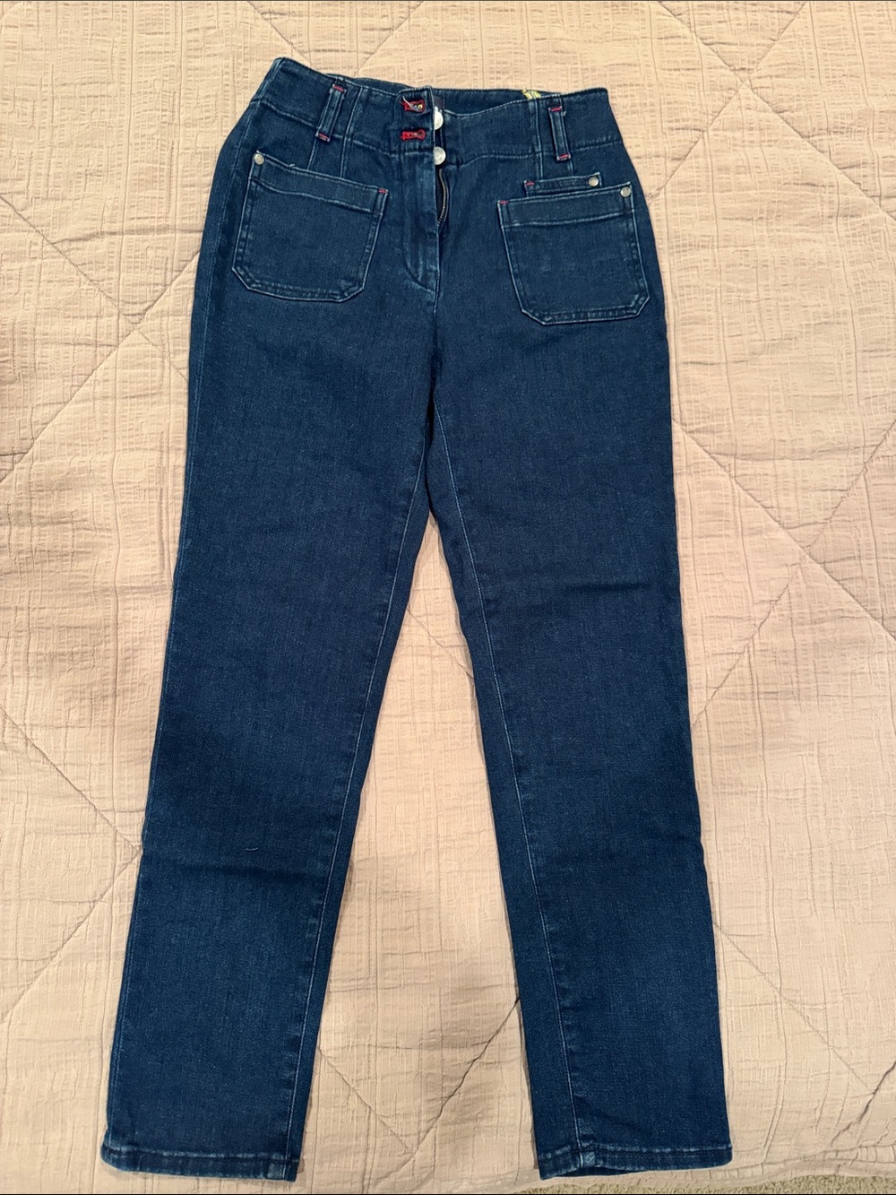 Maeve Navy High-Rise Straight Leg Jeans